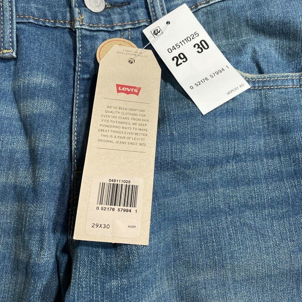 Levi's Flex 511 Slim Light Washed Denim Stretch Jeans Size 29x30 NWT - Picture 2 of 9